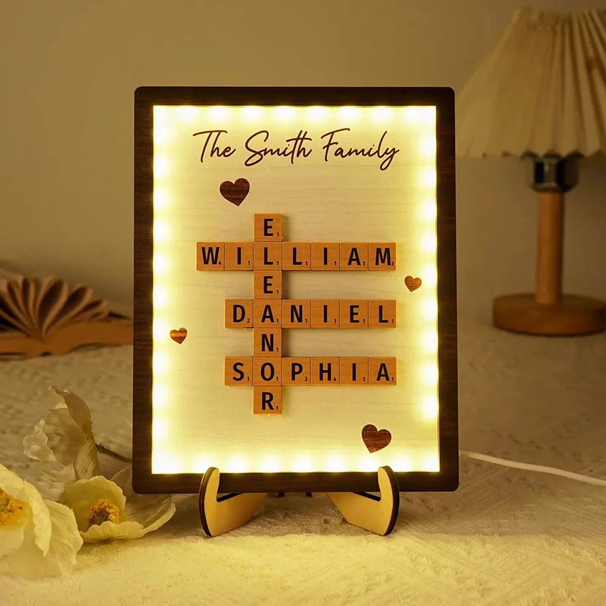 Personalized Family LED Plaque ā 2-Layer Wooden Family Crossword Art ā Deal Gift for Families