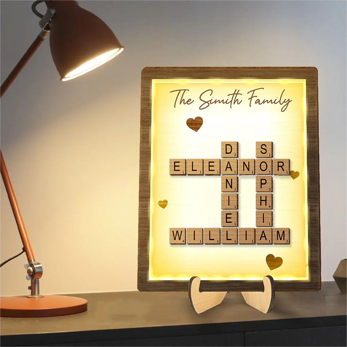 Personalized Family LED Plaque ā 2-Layer Wooden Family Crossword Art ā Deal Gift for Families - Image 3