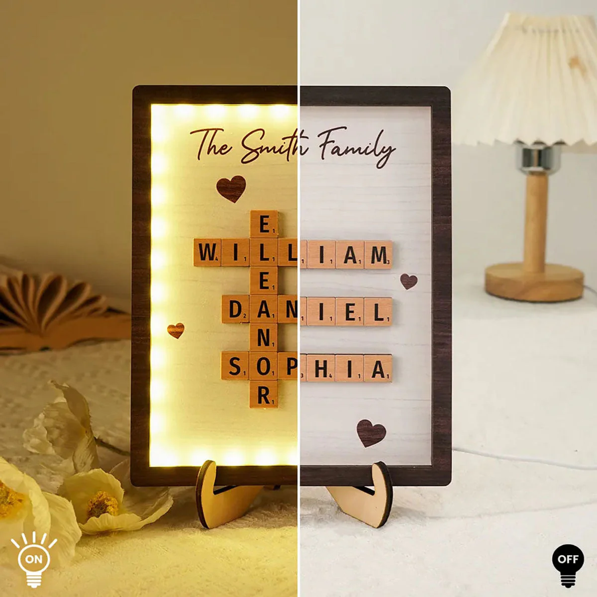 Personalized Family LED Plaque ā 2-Layer Wooden Family Crossword Art ā Deal Gift for Families - Image 4