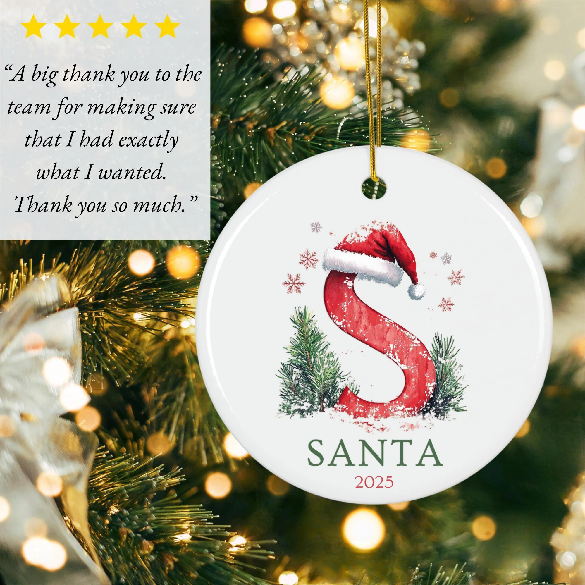 Personalized Family Letter Name Christmas Ceramic Ornament - Image 5