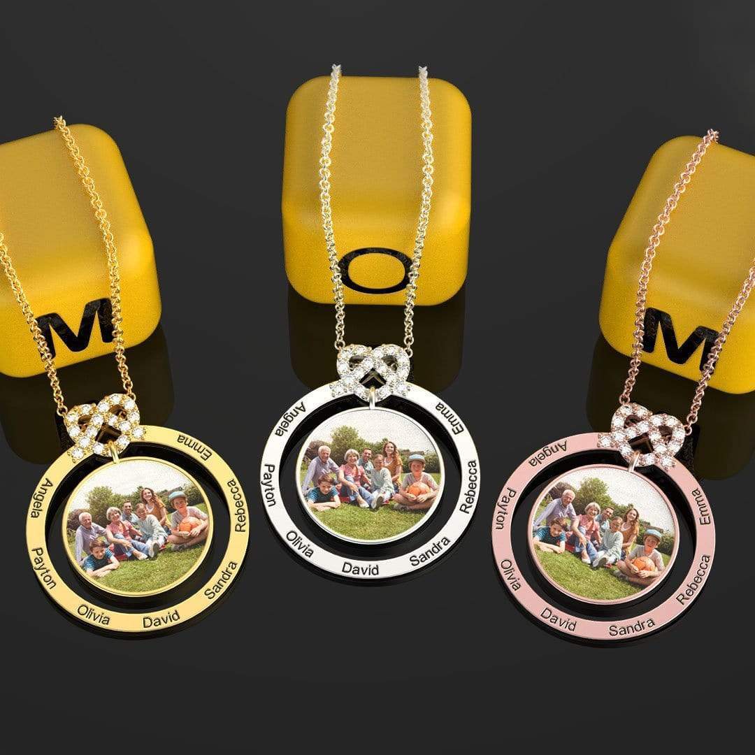Mother's Day Gift Personalized Family Love Knot Family Name & Photo Necklace - Image 5