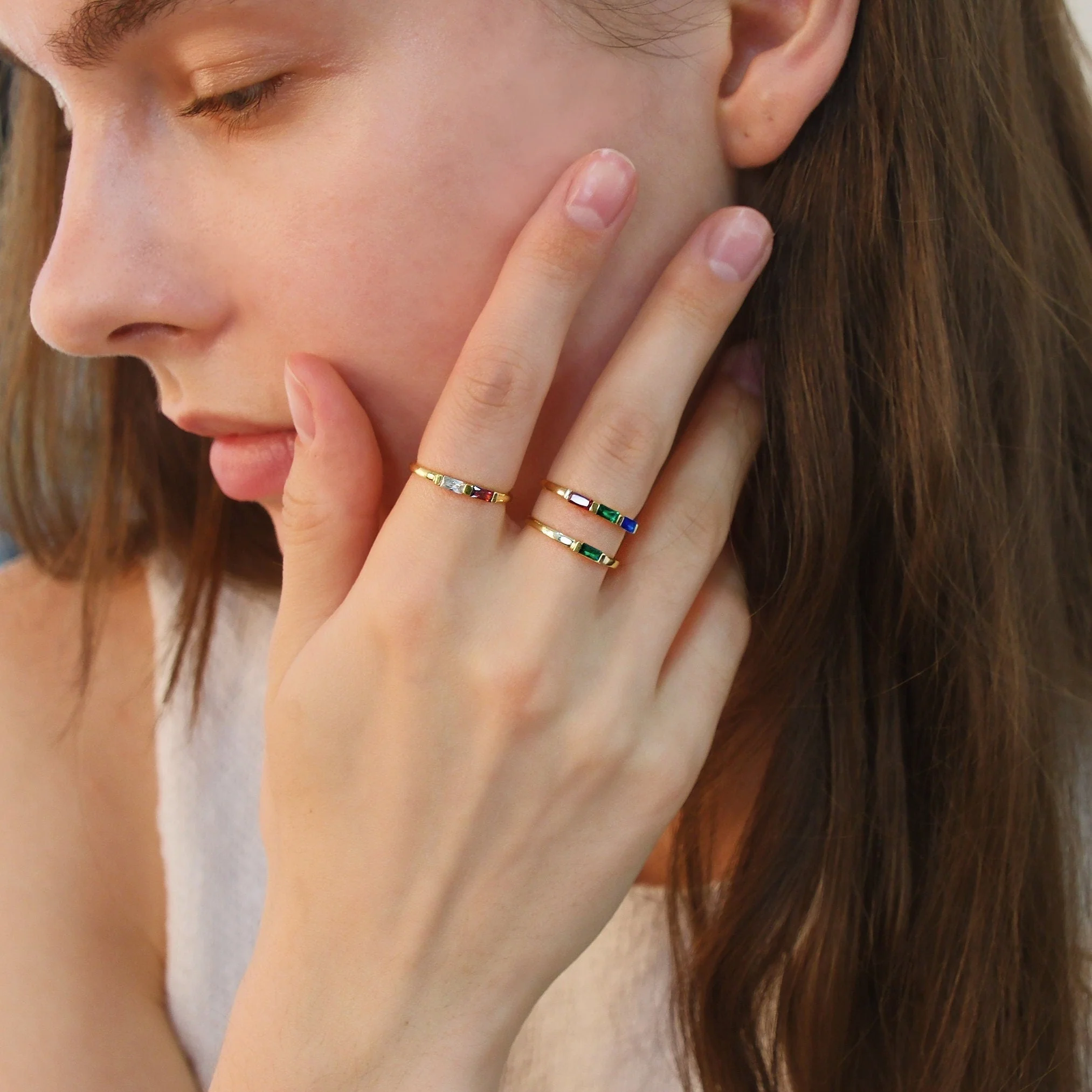 Personalized Family Minimalist Dainty Birthstone Ring Gift for Her, Birthday Gift - Image 4