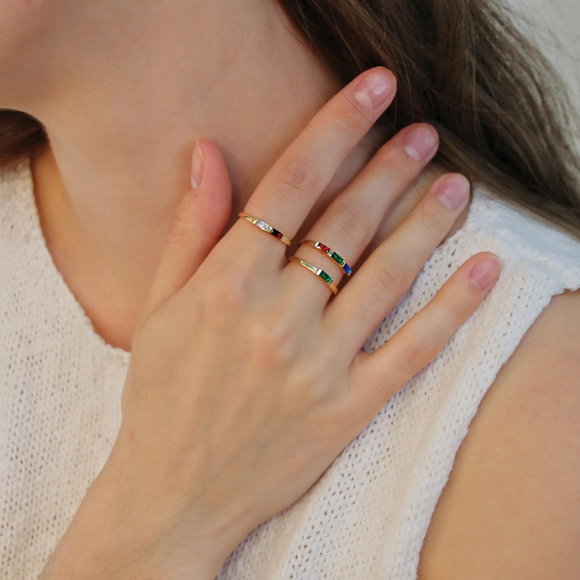 Personalized Family Minimalist Dainty Birthstone Ring Gift for Her, Birthday Gift - Image 5