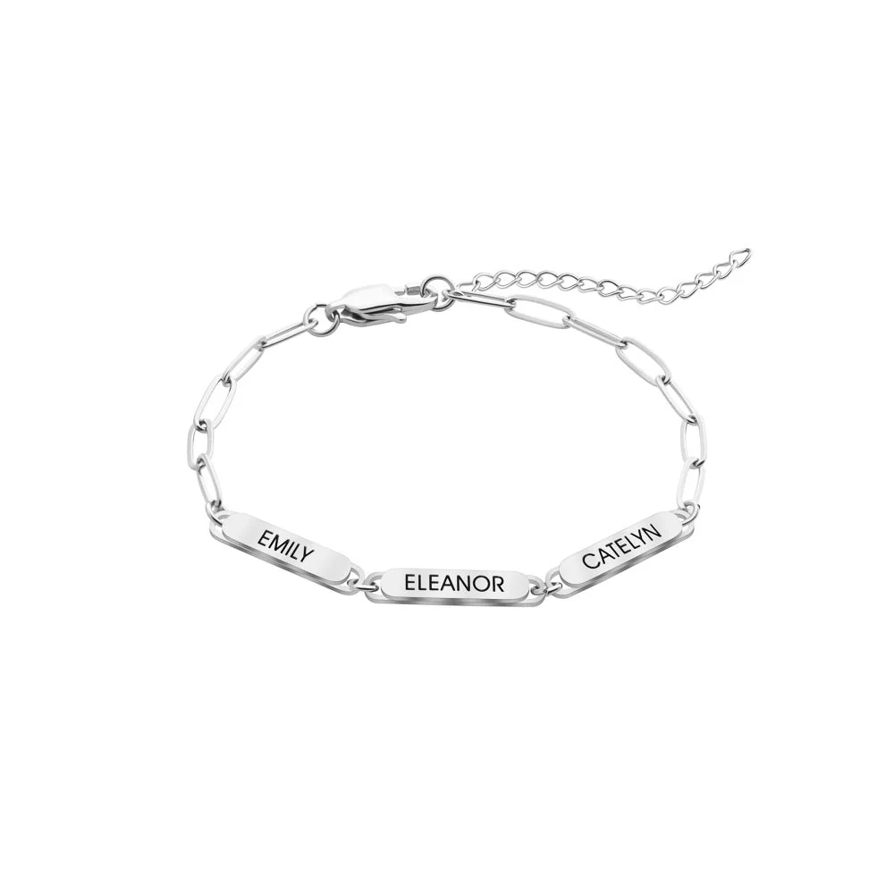 Personalized Family Name Bar Bracelet Engraved Charm with a Dainty Paperclip Chain - Image 9