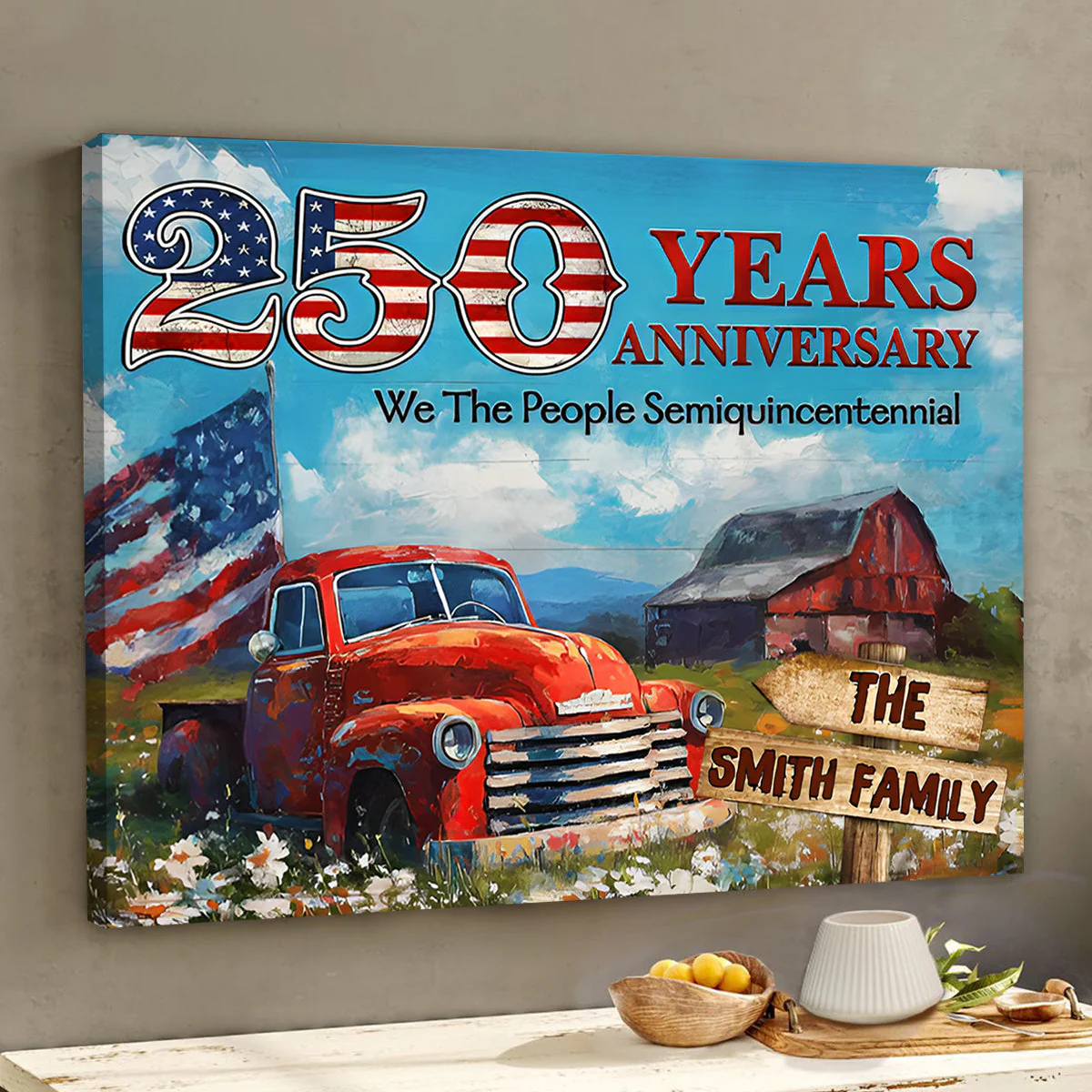 Personalized Family Name Patriotic Canvas – 250 Years Anniversary Gift Independence Day - Image 2