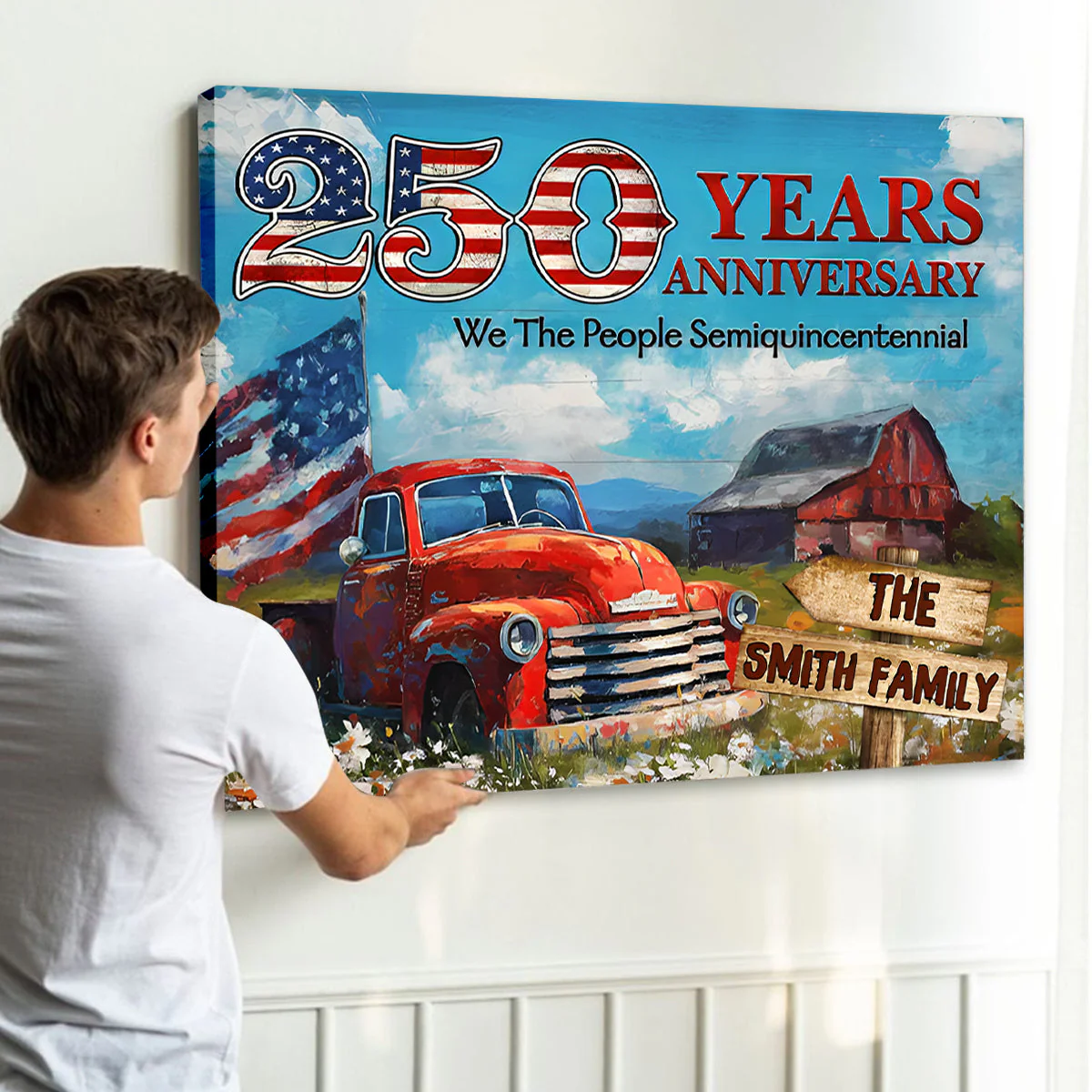 Personalized Family Name Patriotic Canvas – 250 Years Anniversary Gift Independence Day - Image 3