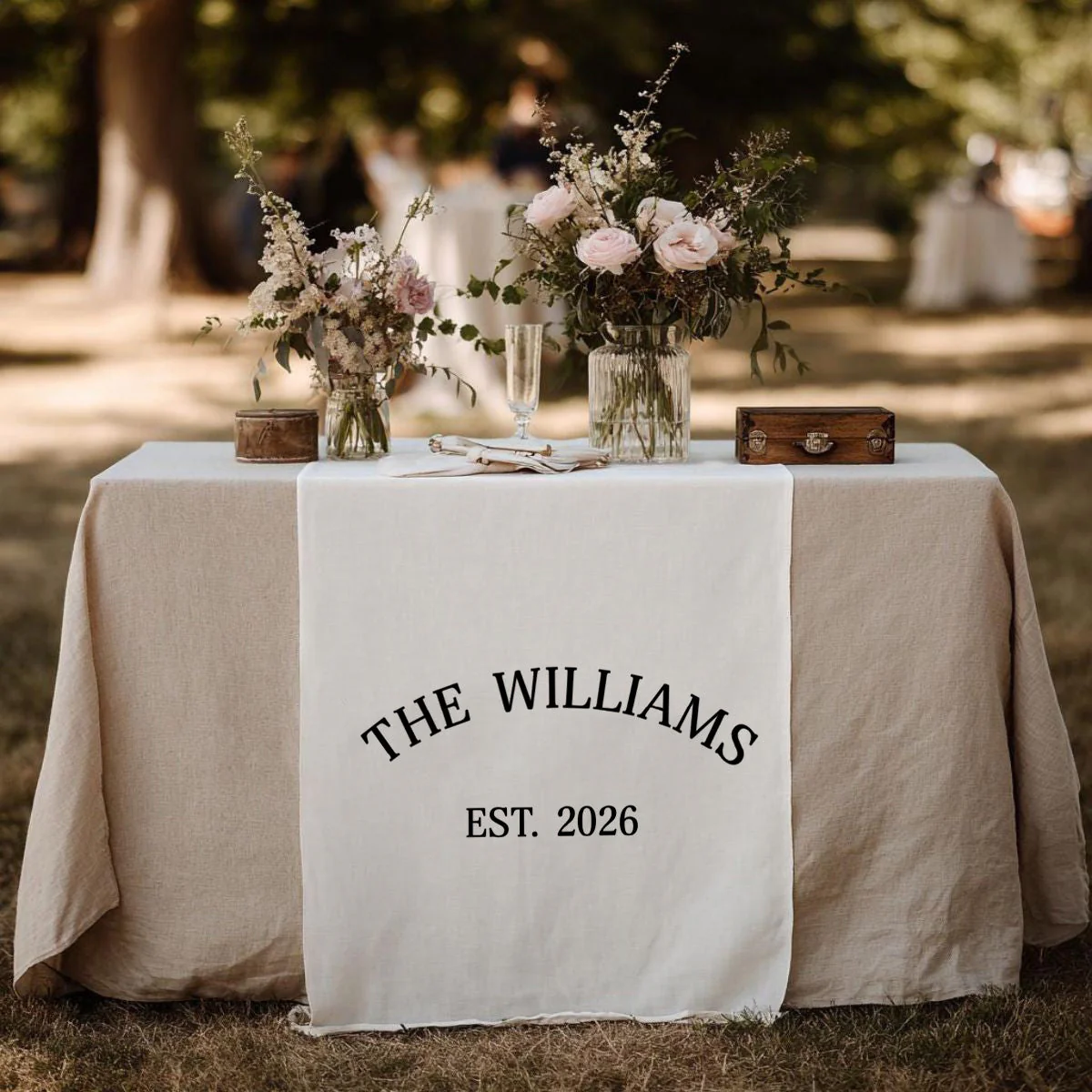 Personalized Family Name Wedding Table Runner, Custom Last Name Sign Banner, Sweetheart Table Decor, Anniversary Gift Idea