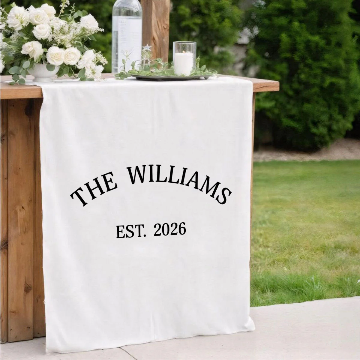Personalized Family Name Wedding Table Runner, Custom Last Name Sign Banner, Sweetheart Table Decor, Anniversary Gift Idea - Image 4