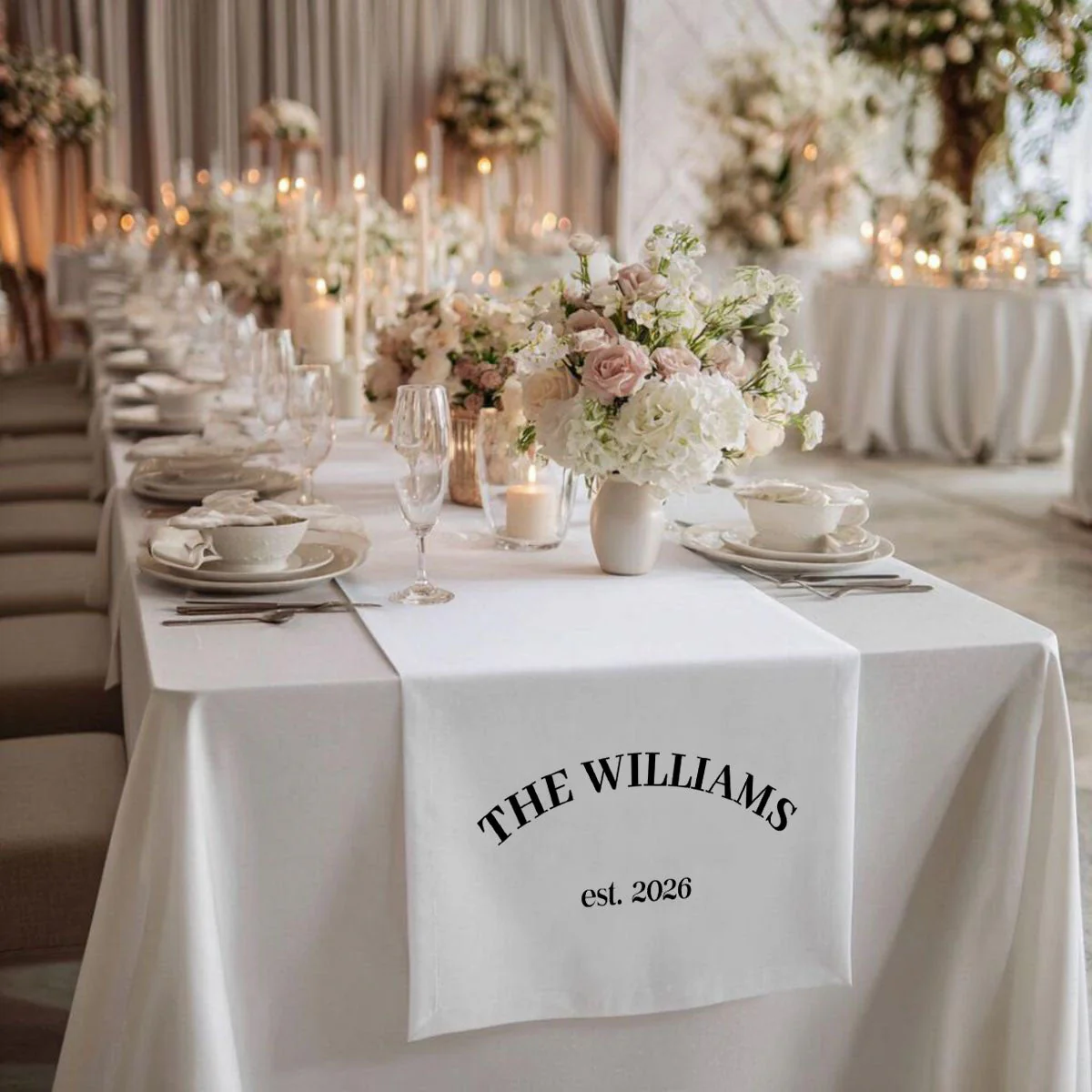 Personalized Family Name Wedding Table Runner, Custom Last Name Sign Banner, Sweetheart Table Decor, Anniversary Gift Idea - Image 6
