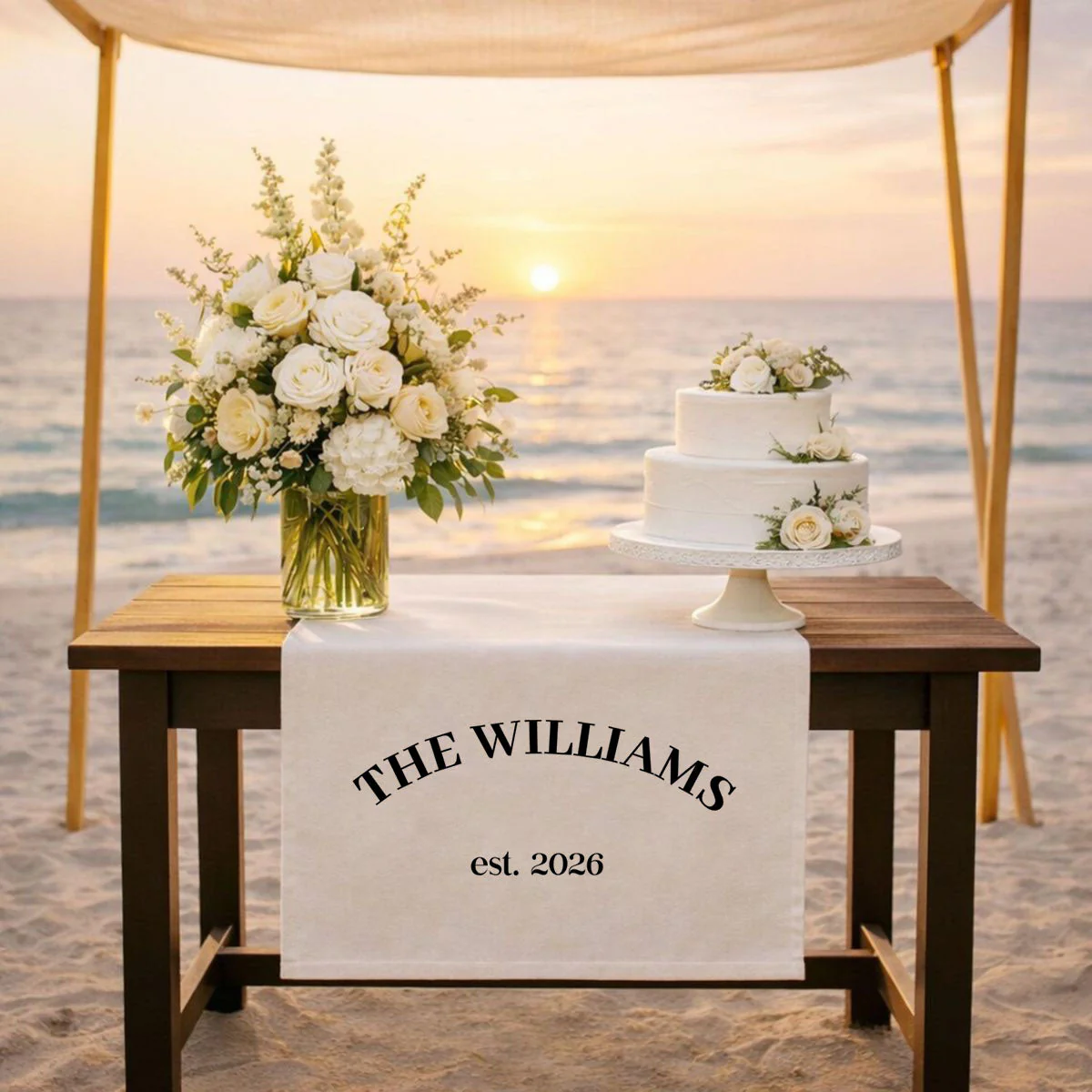 Personalized Family Name Wedding Table Runner, Custom Last Name Sign Banner, Sweetheart Table Decor, Anniversary Gift Idea - Image 8