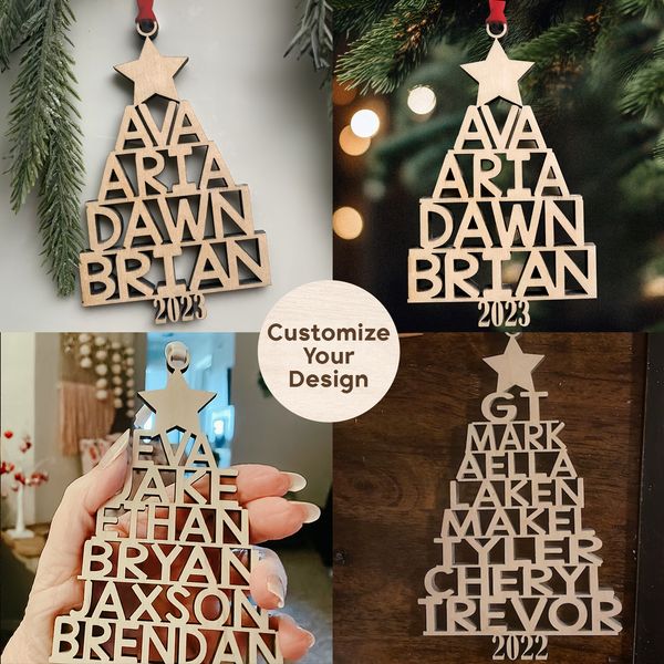 Personalized Family Name Wooden Ornament - Image 2
