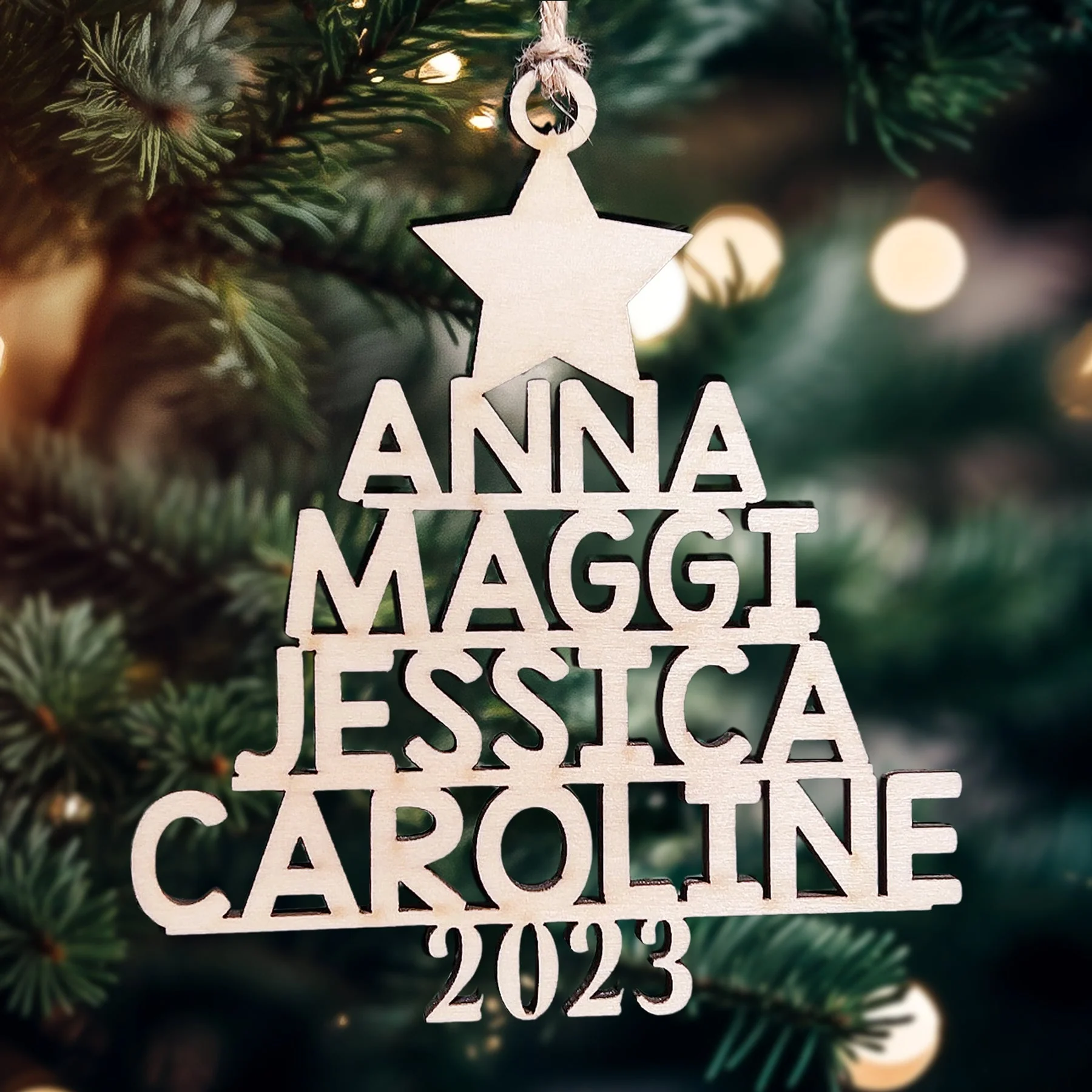 Personalized Family Name Wooden Ornament - Image 3