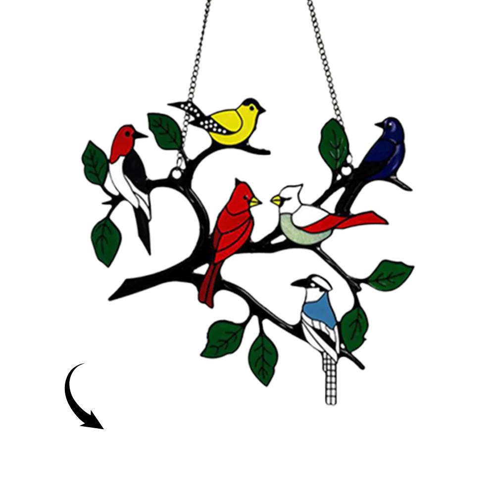 Personalized Family Photo Birds Colorful Window Pendant - Image 11