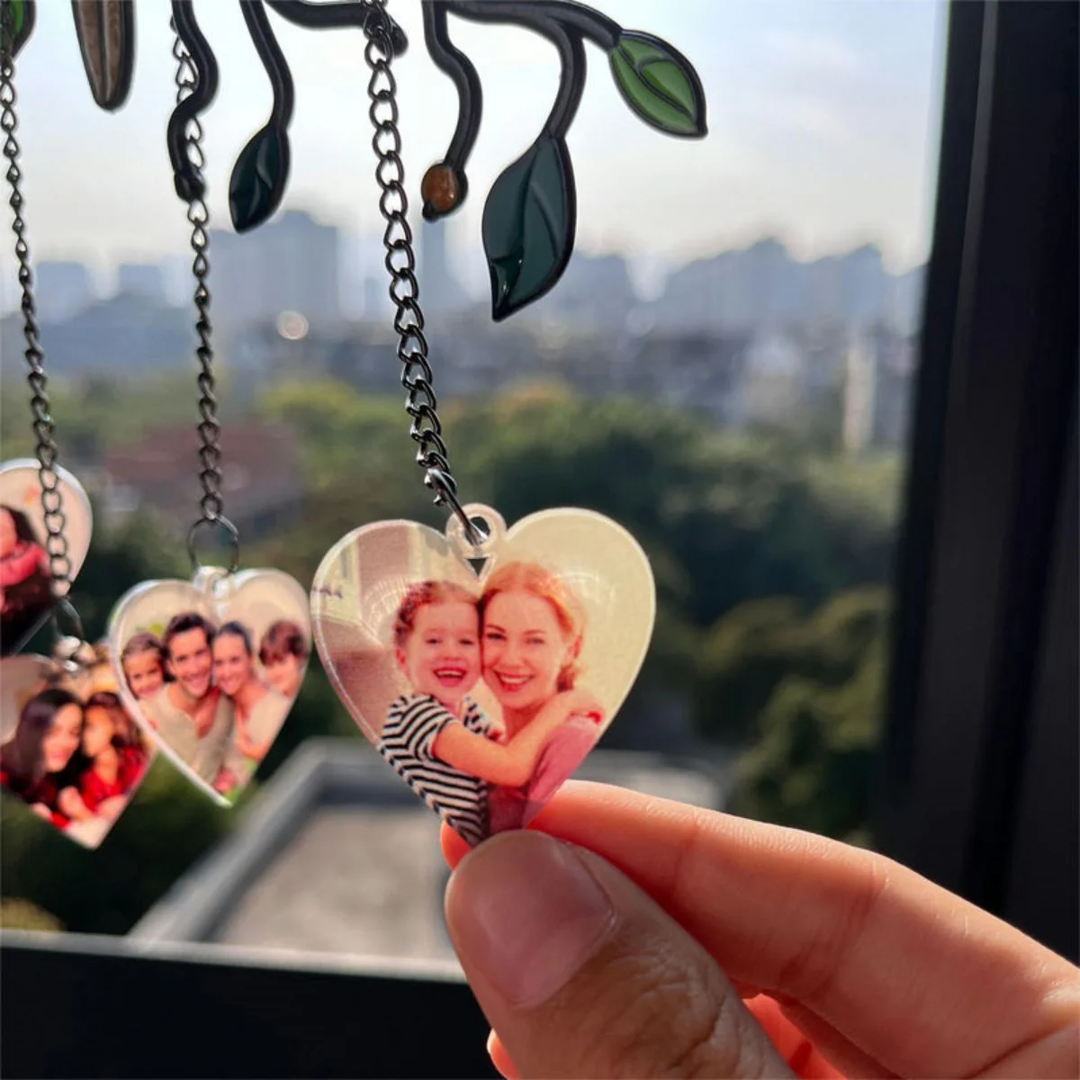 Personalized Family Photo Birds Colorful Window Pendant - Image 3