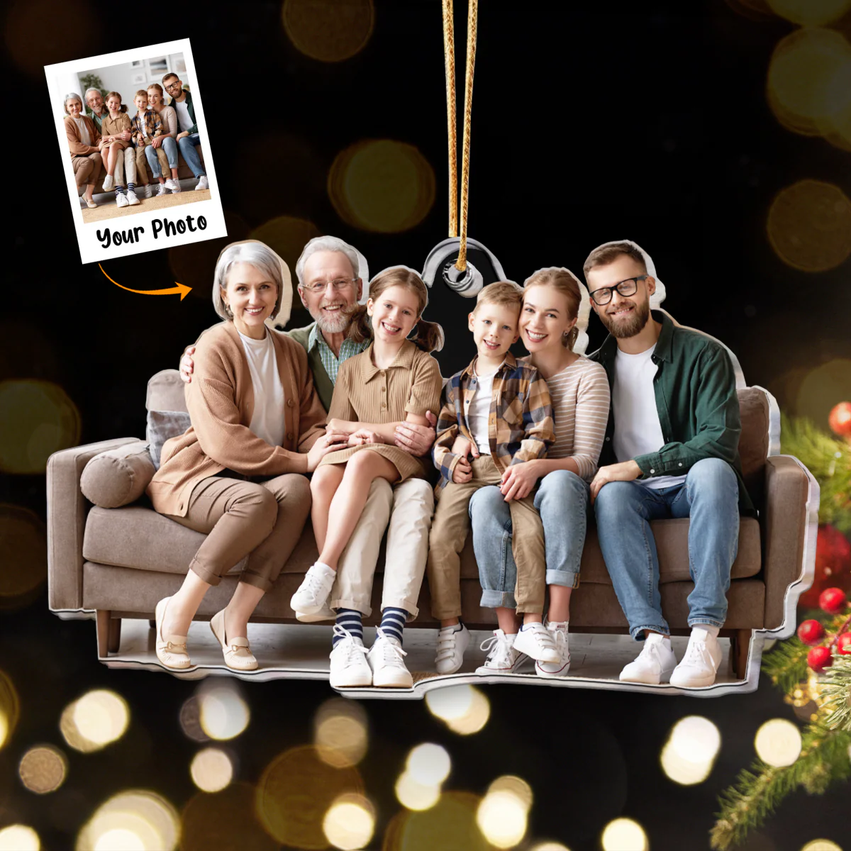 Personalized Family Photo Ornament Christmas Gift - Image 4