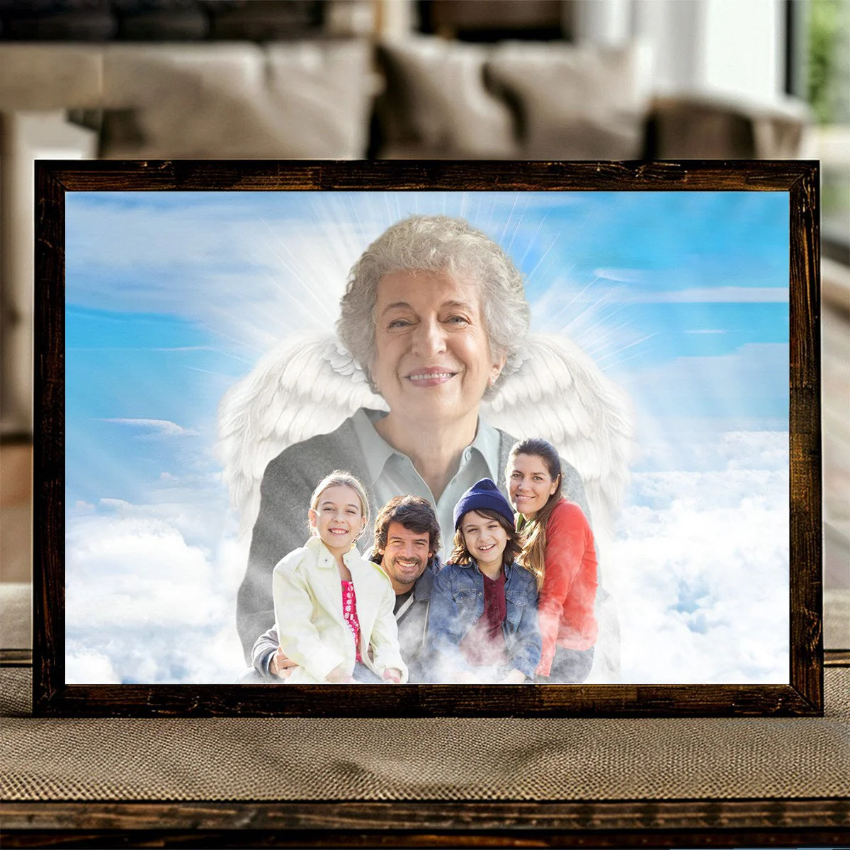 Personalized Family Portrait-Add Deceased Loved One With Angel Wings - Image 3