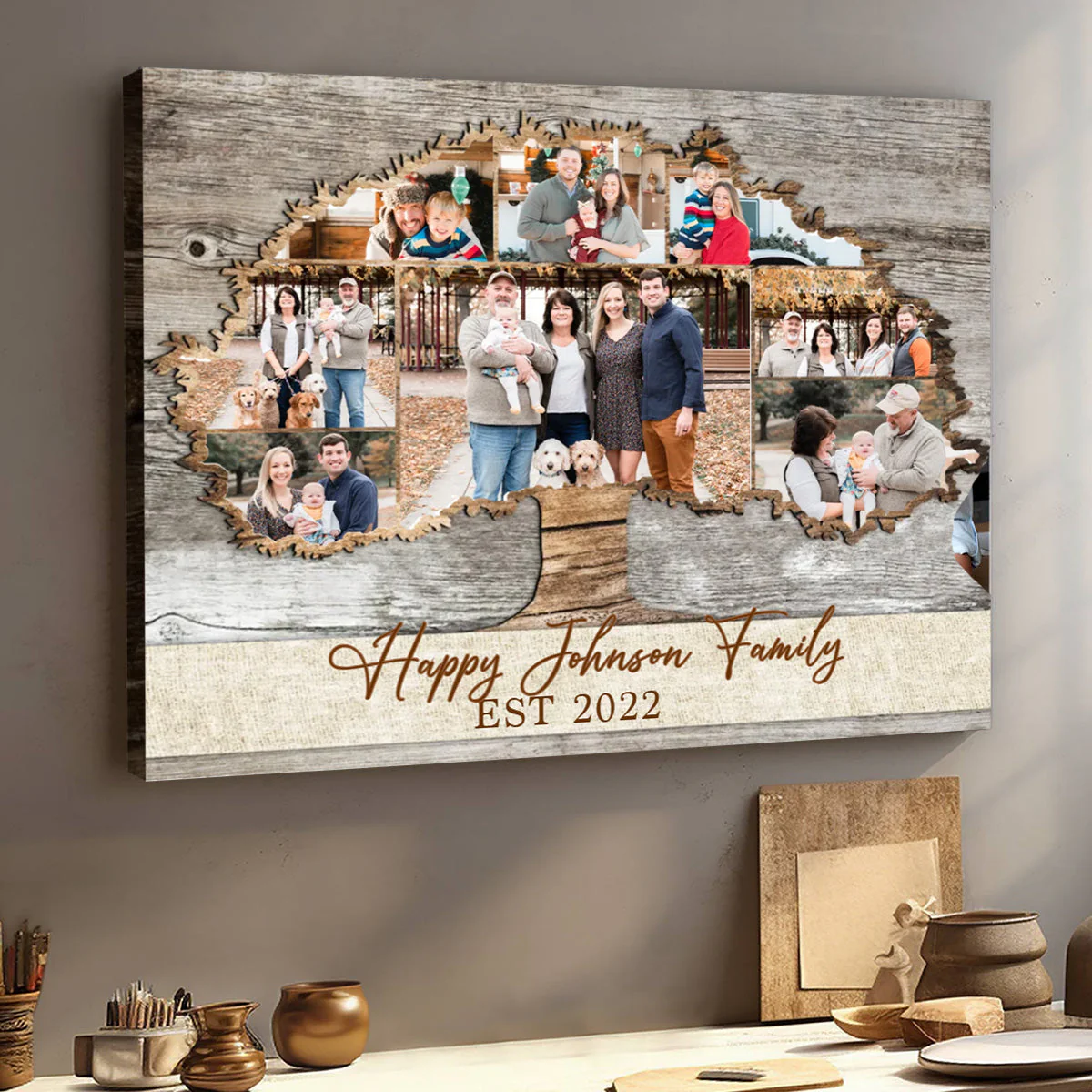 Personalized Family Tree Photo Collage Canvas Poster, Family Reunion Gifts - Image 2