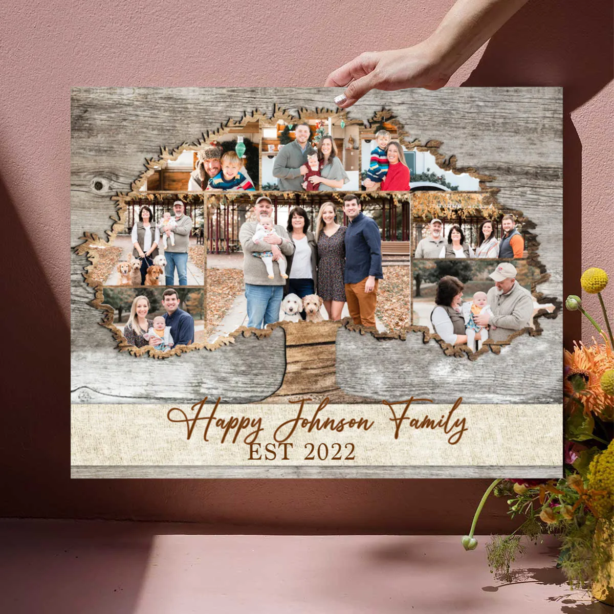 Personalized Family Tree Photo Collage Canvas Poster, Family Reunion Gifts - Image 4