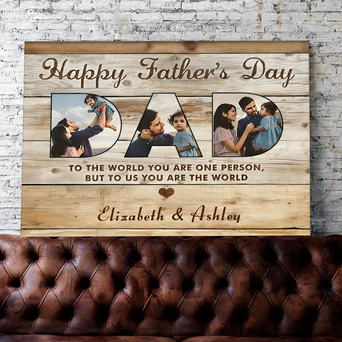 Personalized Father’s Day Gift - Dad You Are The World - Custom Photo Collage Canvas Poster - Image 5