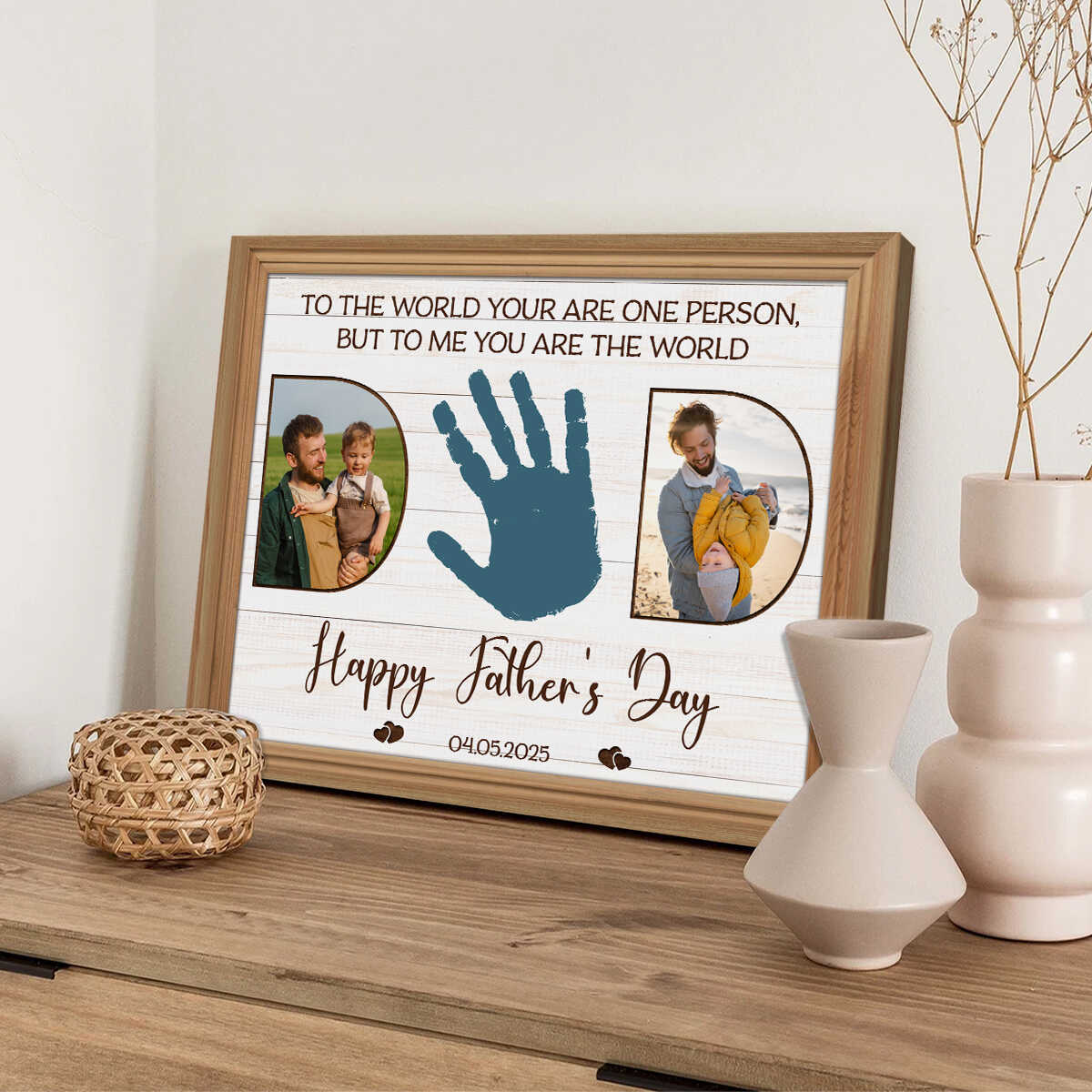 Personalized Father’s Day Handprint Canvas Poster,Custom Dad Photo Canvas - Image 2