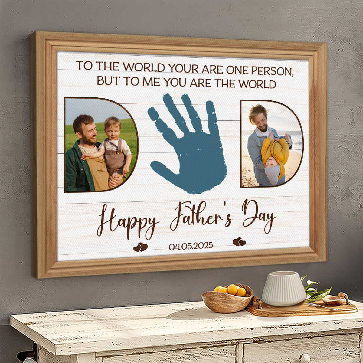Personalized Father’s Day Handprint Canvas Poster,Custom Dad Photo Canvas - Image 3