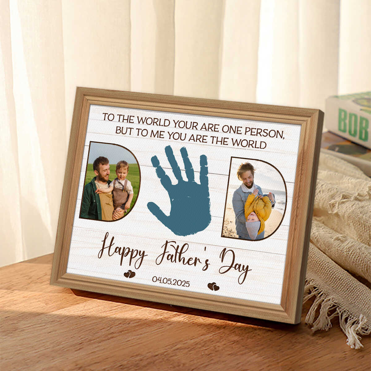 Personalized Father’s Day Handprint Canvas Poster,Custom Dad Photo Canvas - Image 4