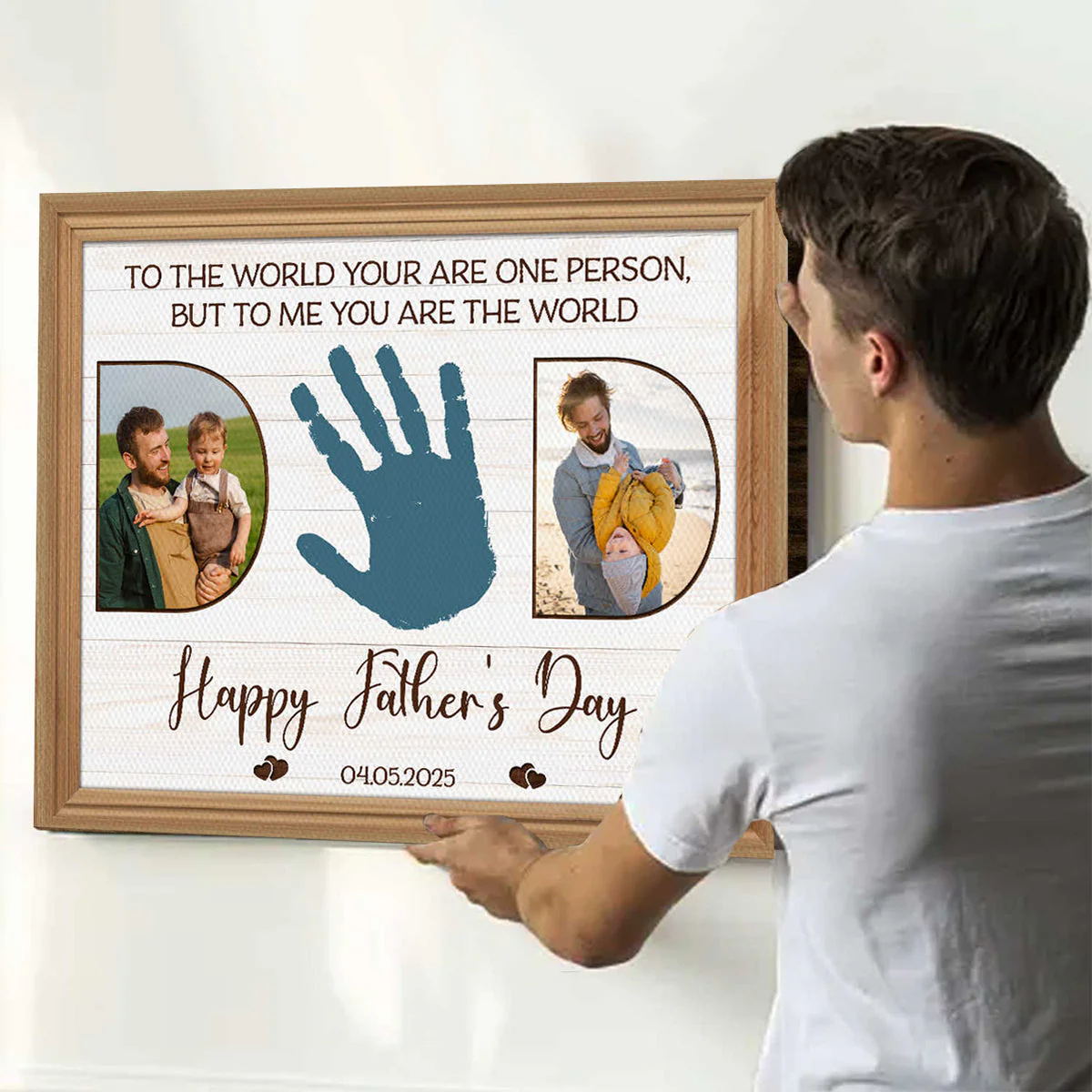 Personalized Father’s Day Handprint Canvas Poster,Custom Dad Photo Canvas - Image 5