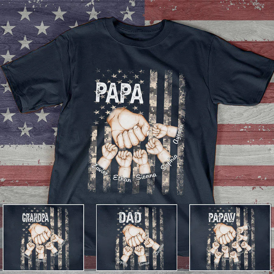 Personalized Father's Day T-Shirt Grandpa/Dad And Kid Fist Bump - Image 3