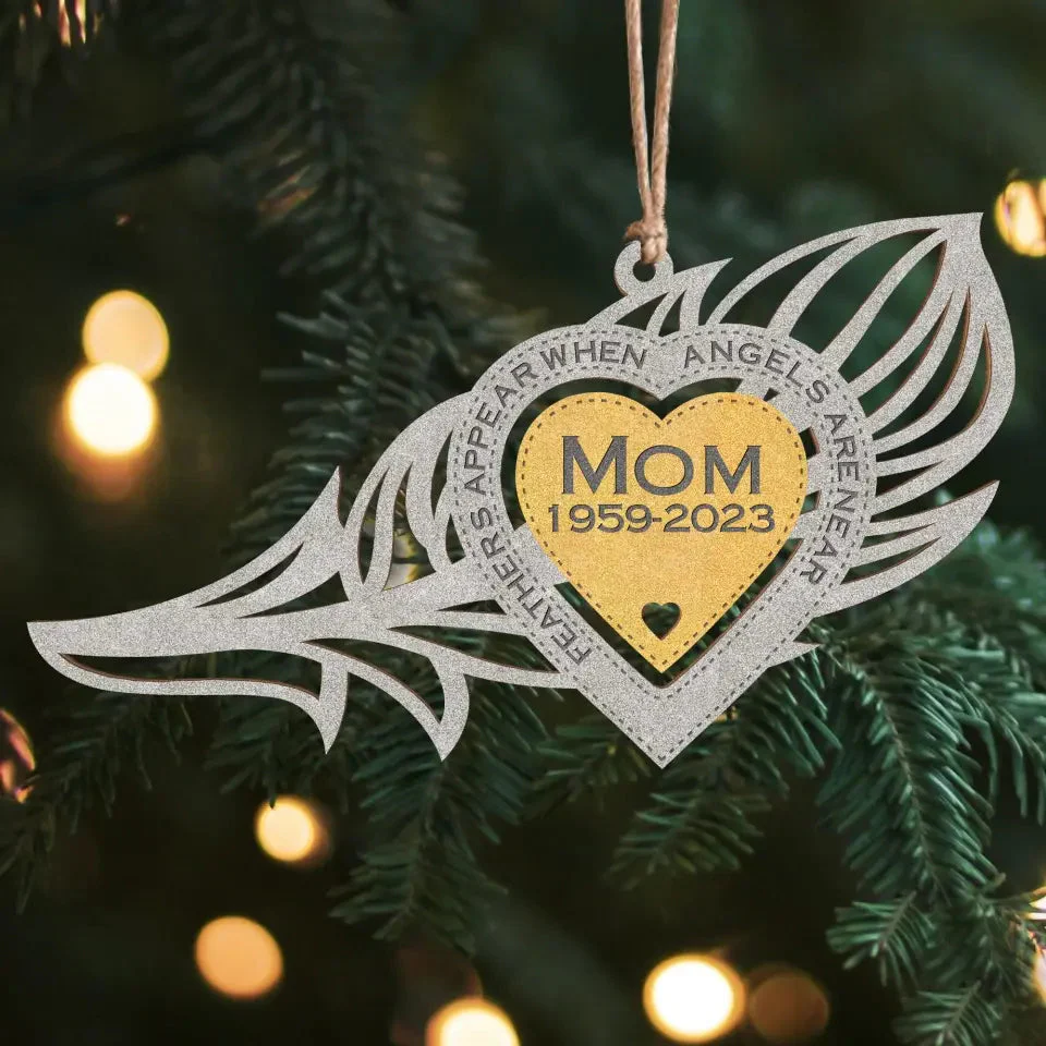 Personalized Feathers Appear When Angels Are Near Christmas Memorial Ornament - Image 4