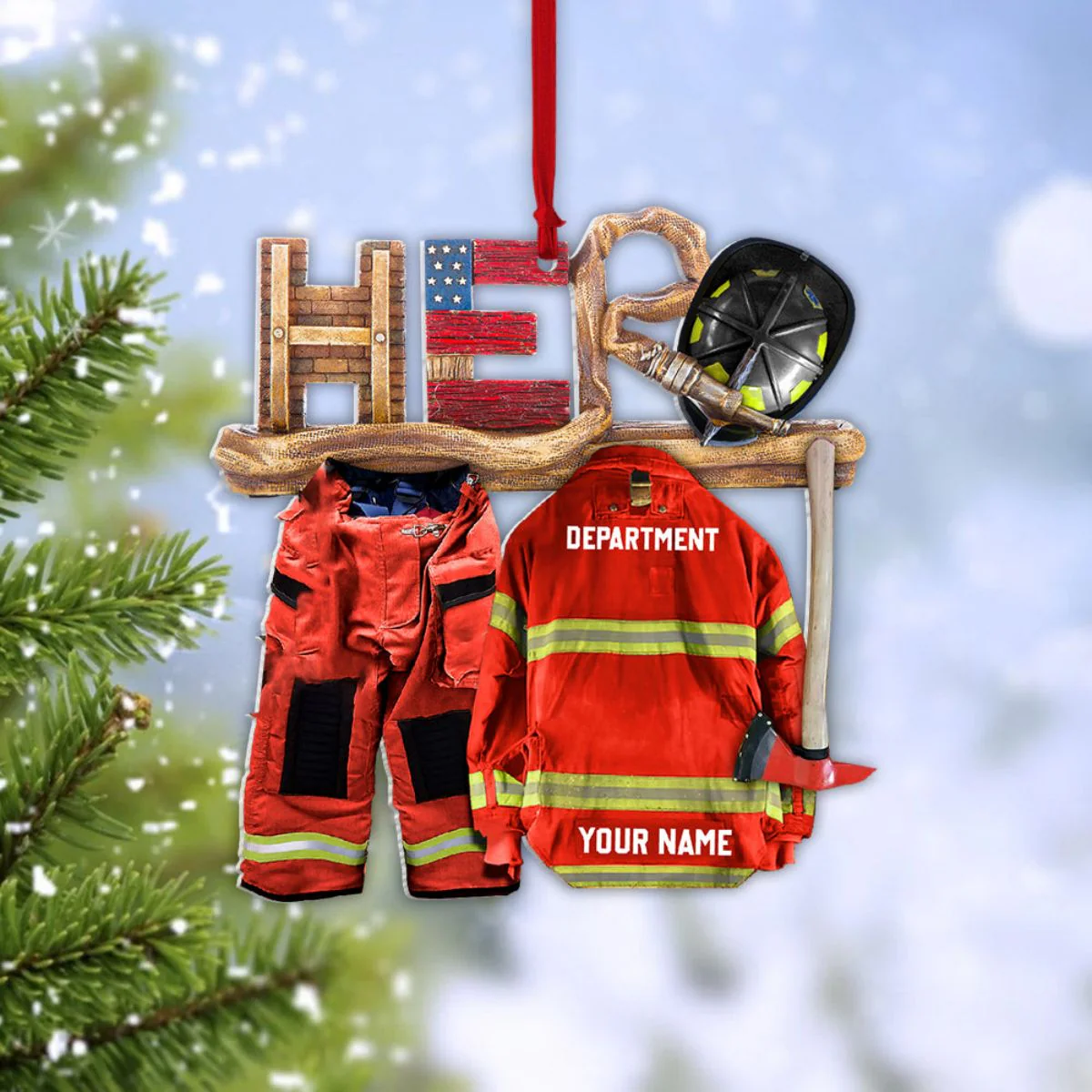 Personalized Firefighter Armor Firefighter Is My Hero Shaped Acrylic Ornament - Image 3