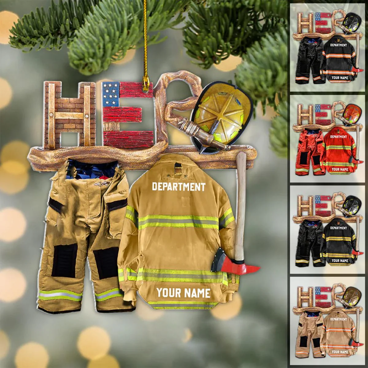 Personalized Firefighter Armor Firefighter Is My Hero Shaped Acrylic Ornament - Image 4