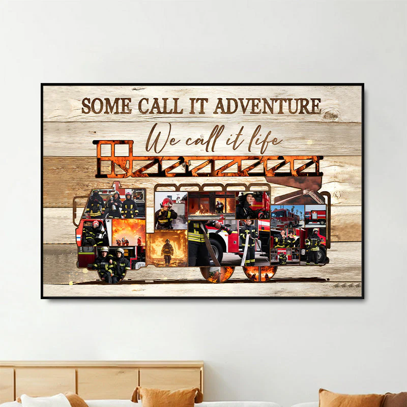 Personalized Firefighter Custom Photo Collage Canvas Gift For Fireman - Image 2