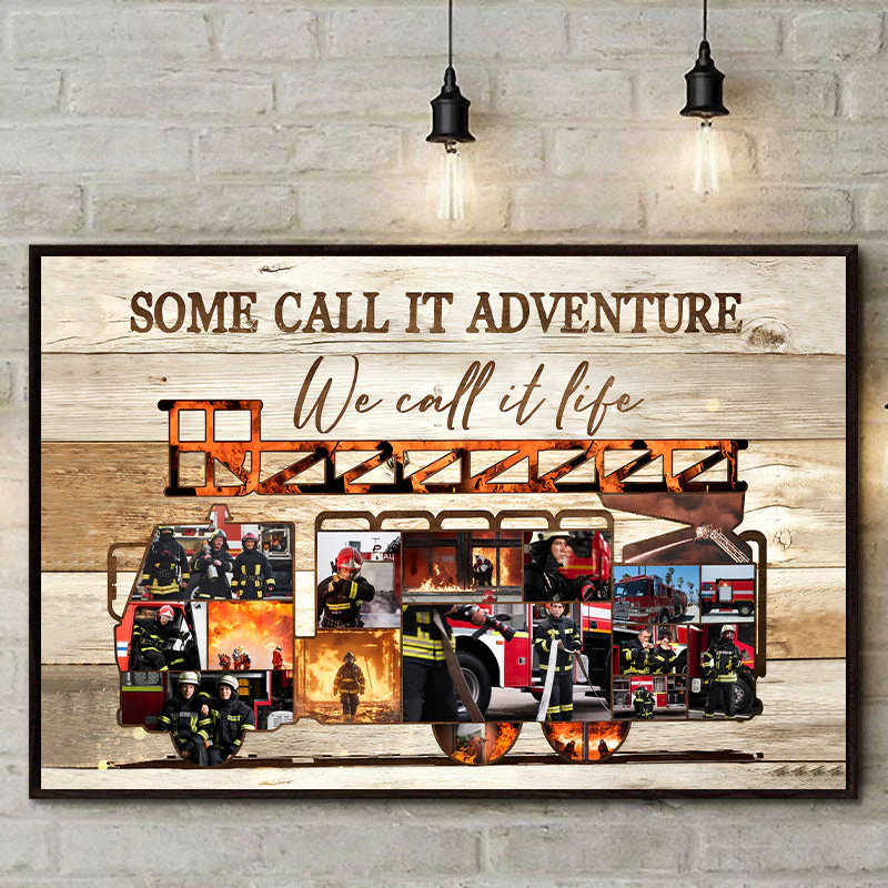 Personalized Firefighter Custom Photo Collage Canvas Gift For Fireman - Image 3