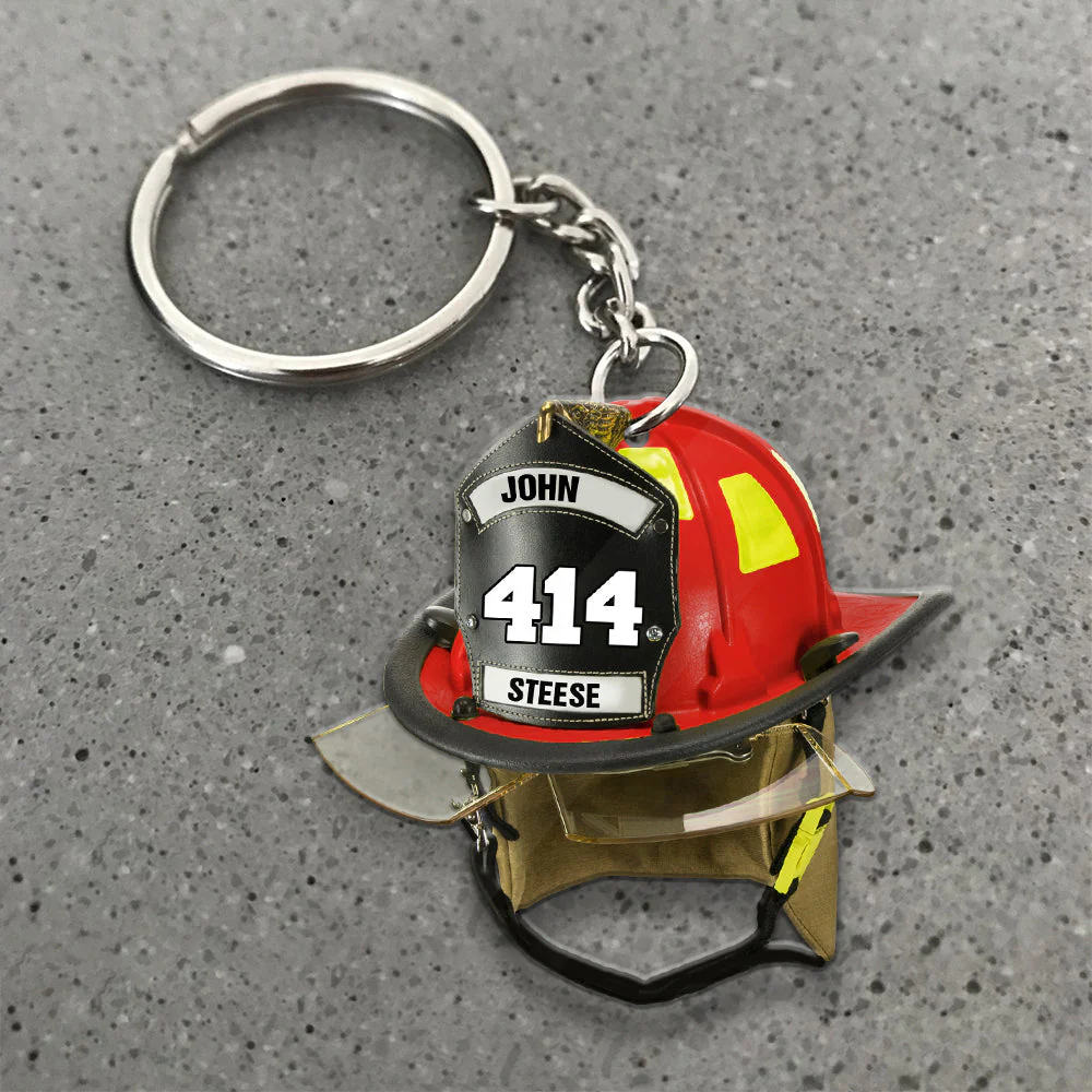 Personalized Firefighter Helmet Keychain - Custom Name, Number - Image 6