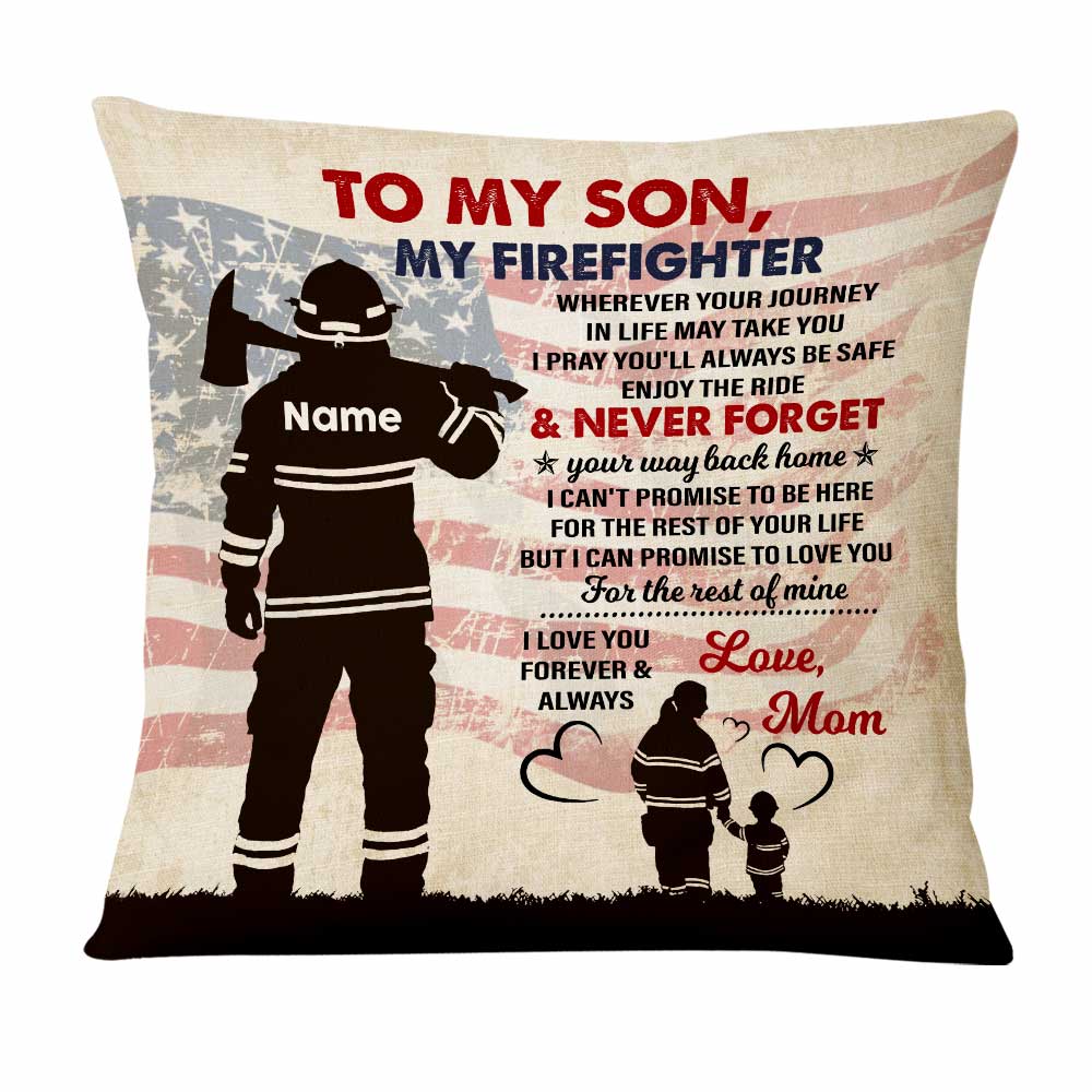 Personalized Firefighter Mom Grandma Dad Grandpa To Son Grandson Pillow - Image 3
