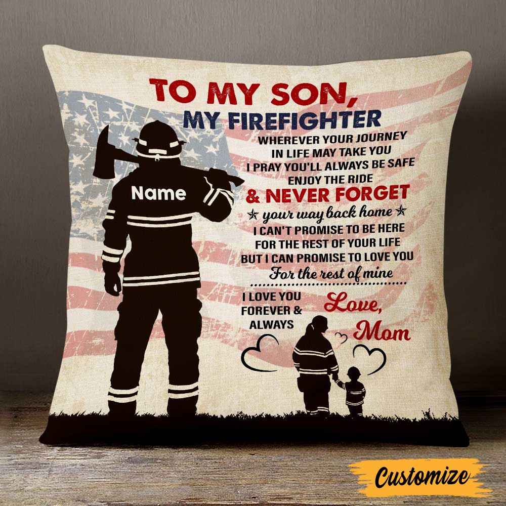Personalized Firefighter Mom Grandma Dad Grandpa To Son Grandson Pillow - Image 4