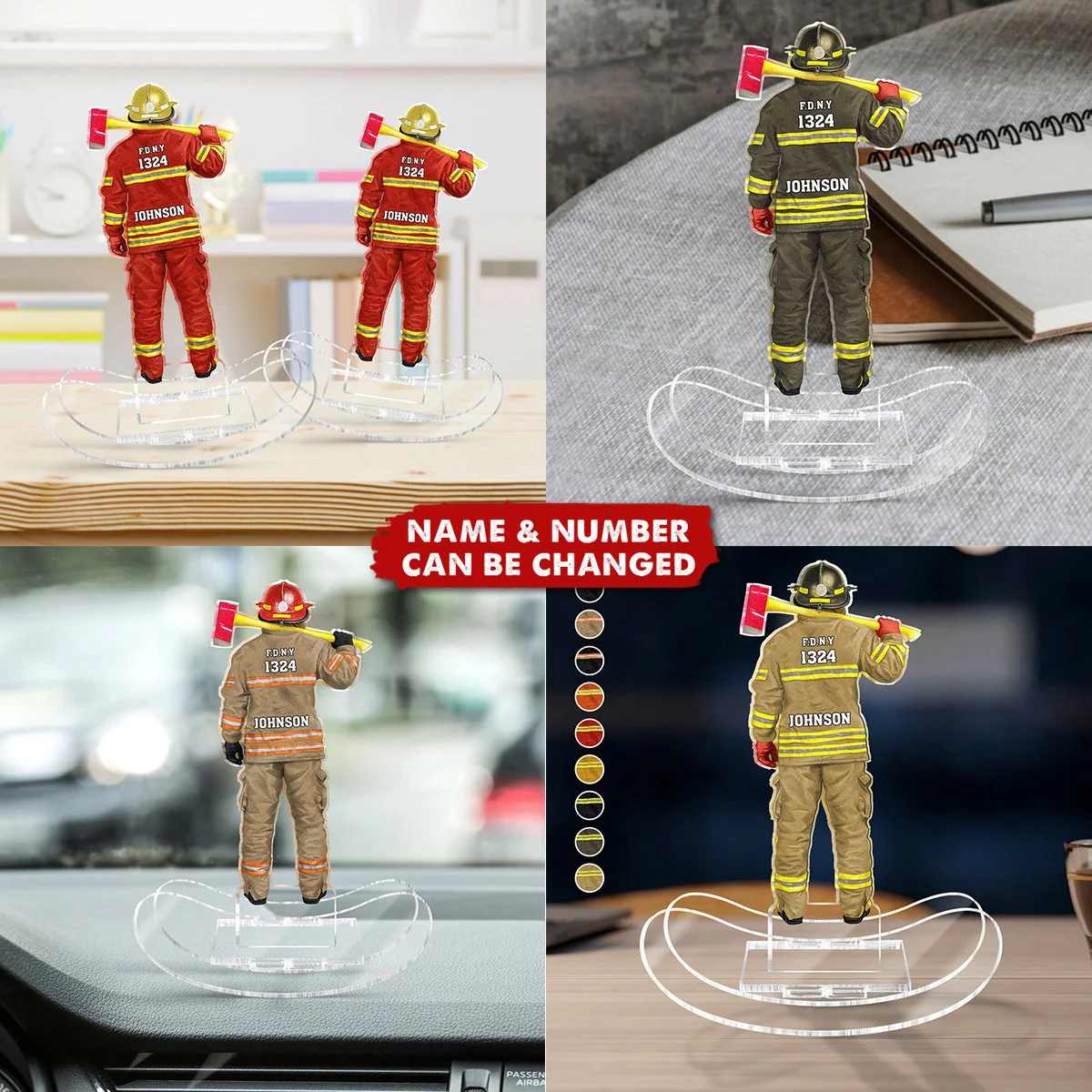 Personalized Firefighter Uniform Acrylic Shaking Stand - Image 2