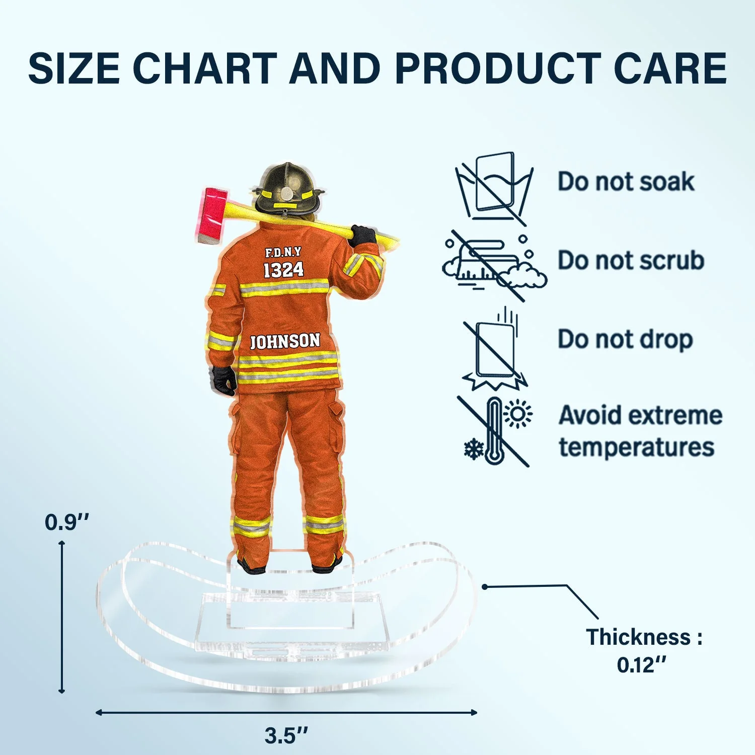 Personalized Firefighter Uniform Acrylic Shaking Stand - Image 3