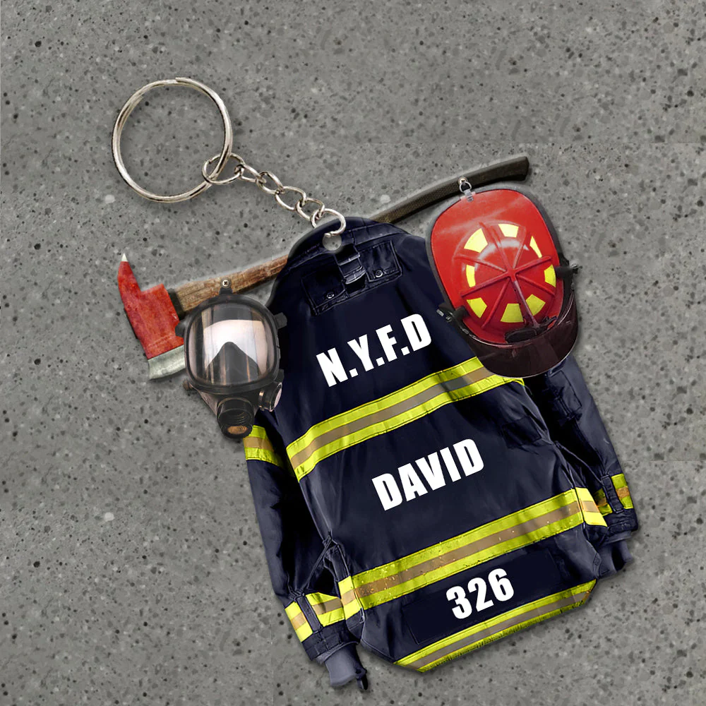 Personalized Firefighter Uniform Keychain - Custom Name & Number/Unit - Image 3