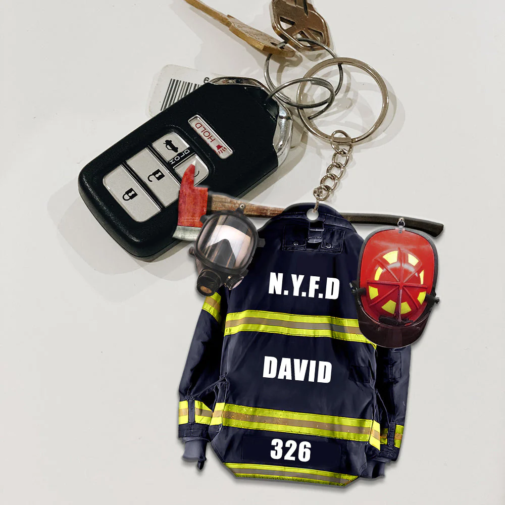 Personalized Firefighter Uniform Keychain - Custom Name & Number/Unit - Image 4