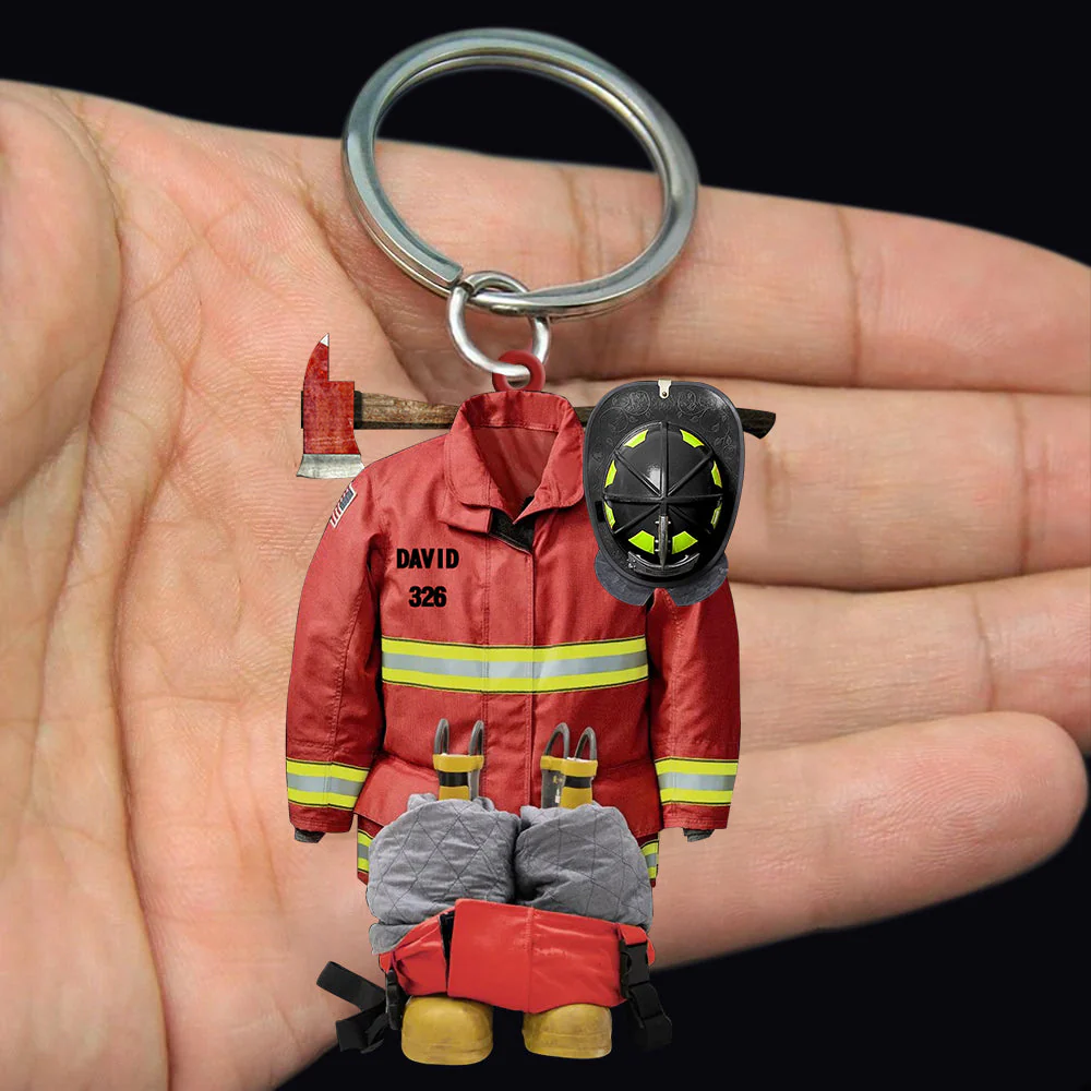 Personalized Firefighter Uniform Keychain-Once A Firefighter/Always A Firefighter - Image 3