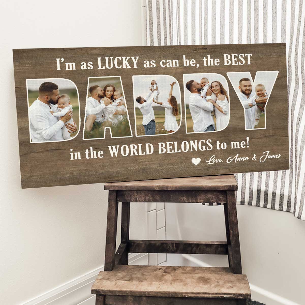 Personalized First Father’s Day Gift From Baby,Custom Daddy Photo Canvas Poster - Image 2