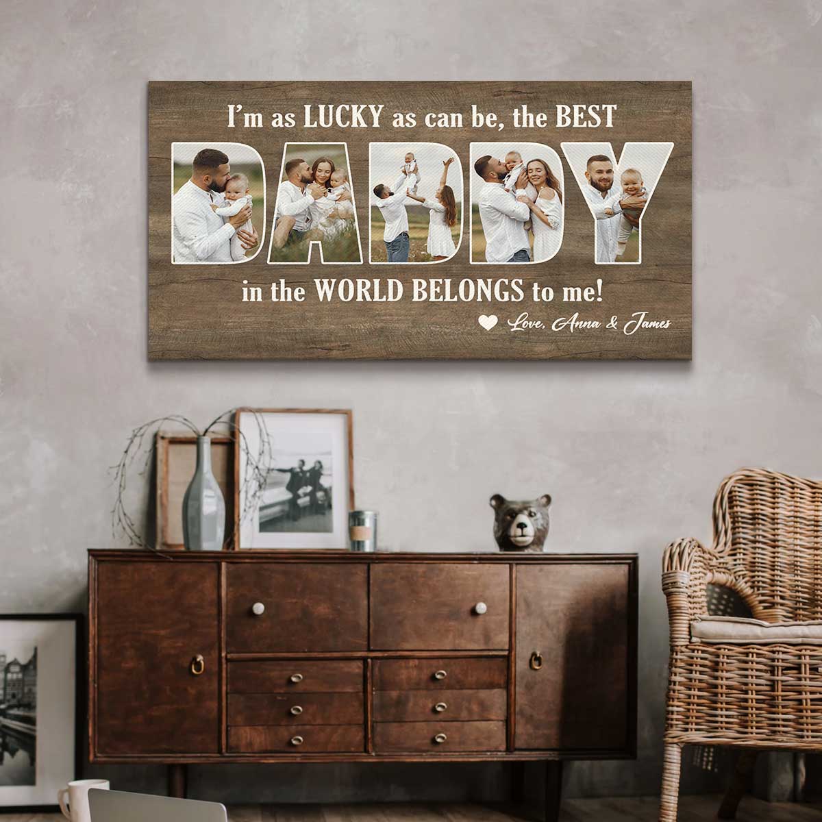 Personalized First Father’s Day Gift From Baby,Custom Daddy Photo Canvas Poster - Image 4