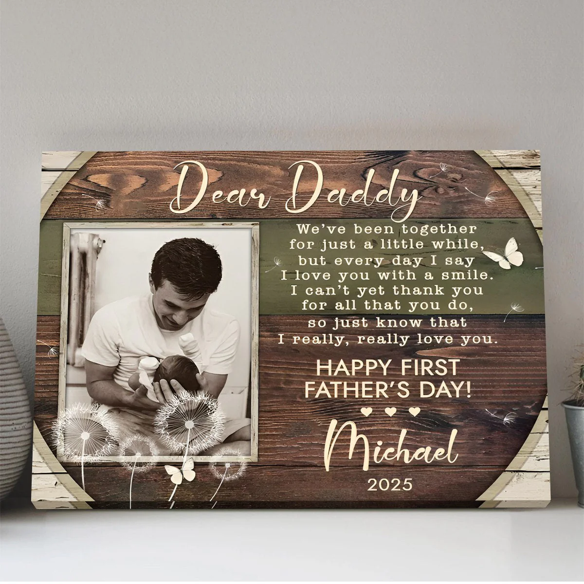 Personalized First Father’s Day Photo Canvas Poster,Custom 1st Father’s Day Poem Gift from Baby - Image 3
