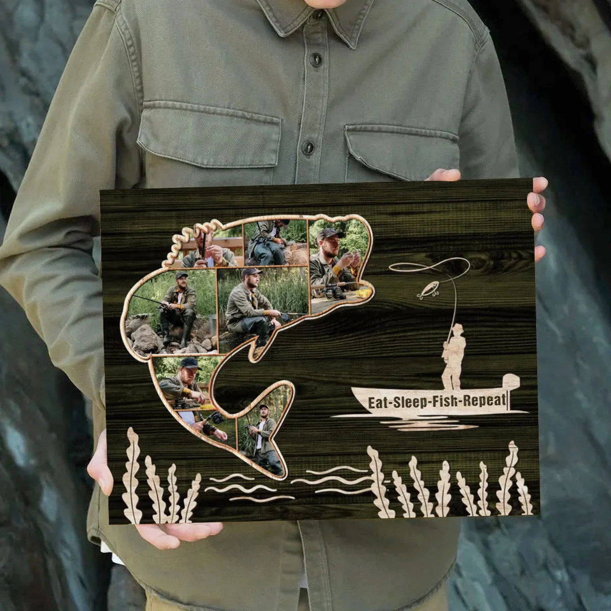Personalized Fish Photo Collage Canvas Poster, Gifts For Fishermen - Image 2