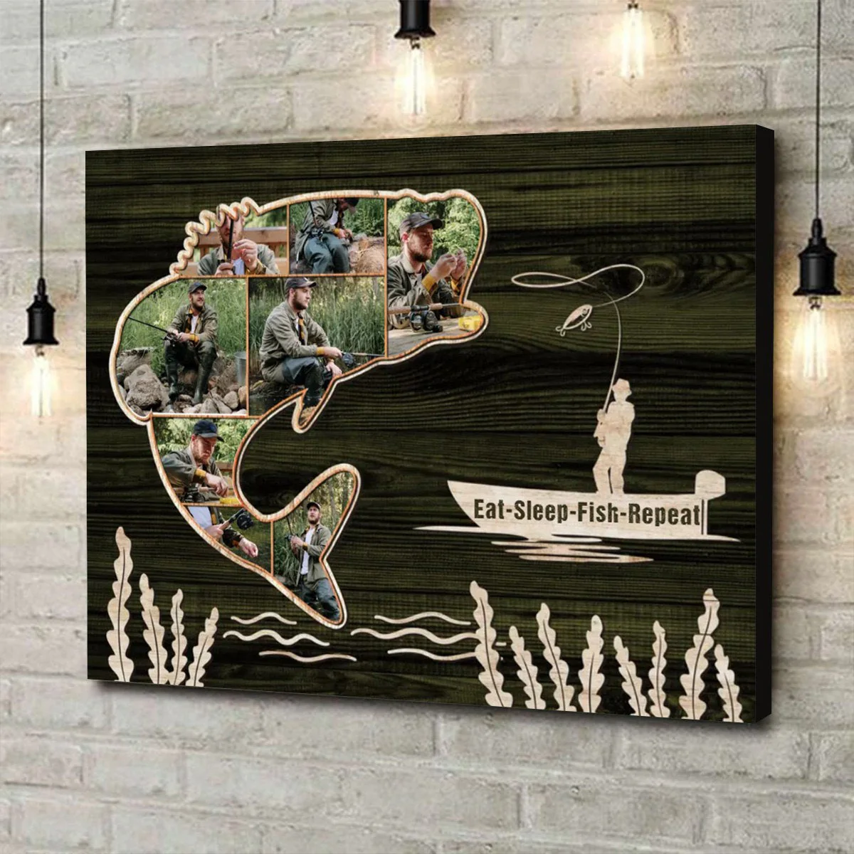 Personalized Fish Photo Collage Canvas Poster, Gifts For Fishermen - Image 4