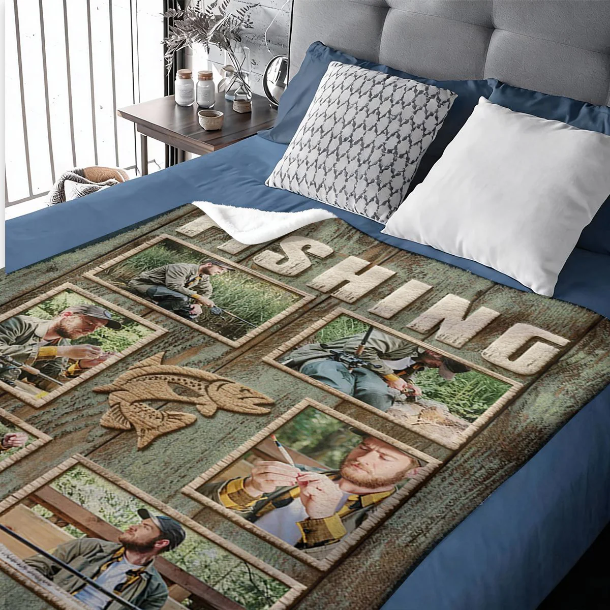 Personalized Fisherman Fishing Photo Collage Blanket, Fishing Gifts For Men - Image 7