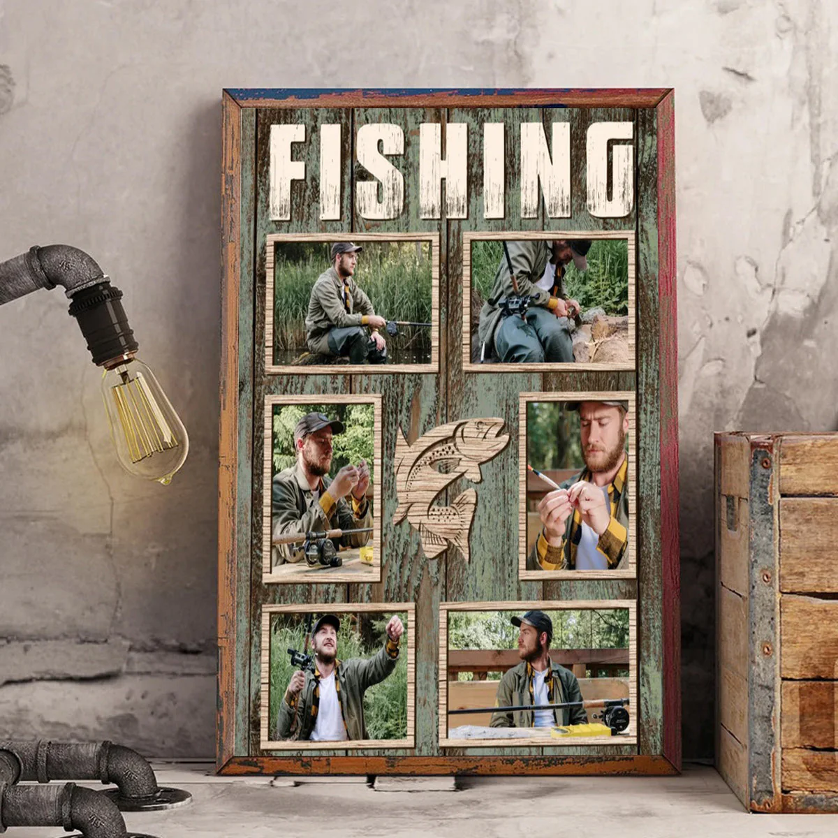 Personalized Fisherman Fishing Photo Collage Canvas Poster, Fishing Gifts For Men - Image 2