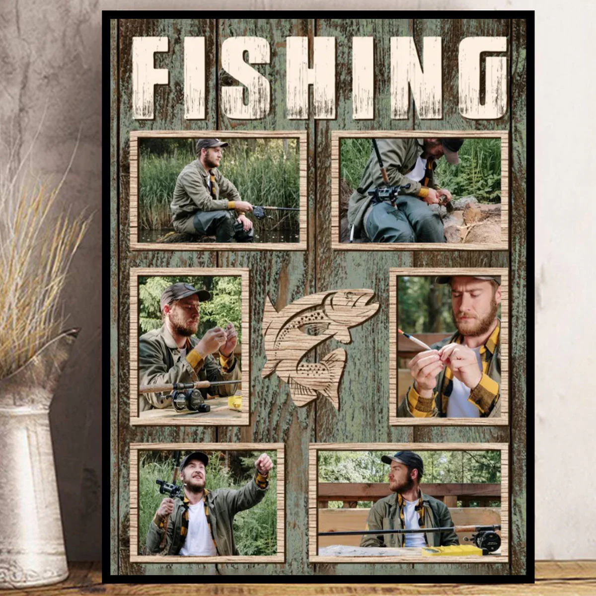Personalized Fisherman Fishing Photo Collage Canvas Poster, Fishing Gifts For Men - Image 4