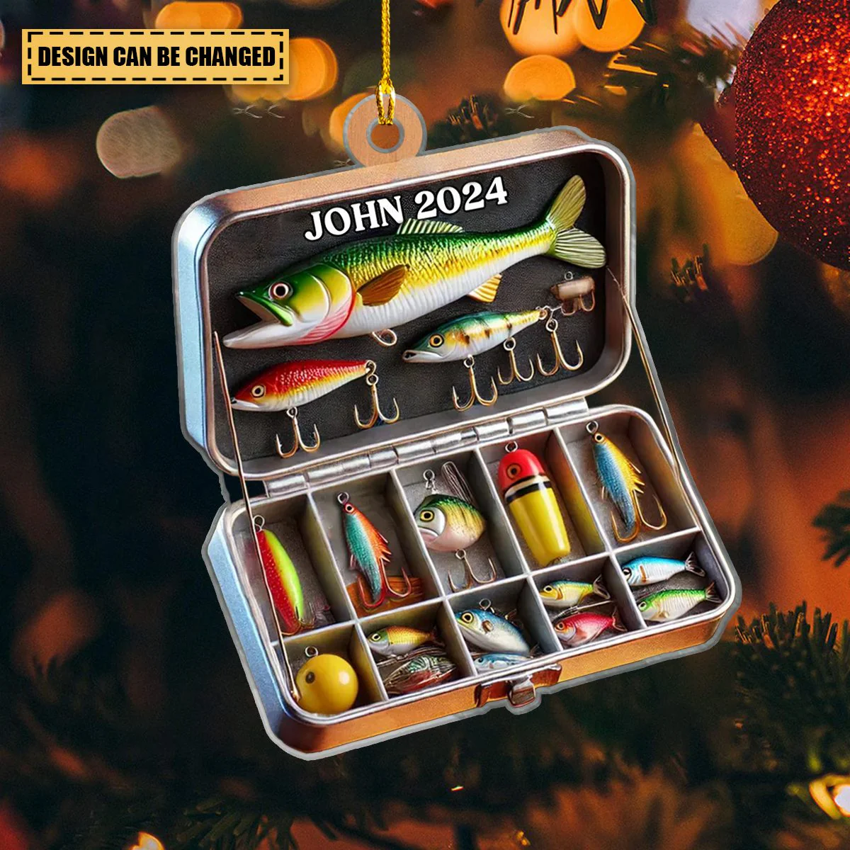 Personalized Fishing Tackle Box Acrylic Ornament, Fisherman Ornament - Image 2